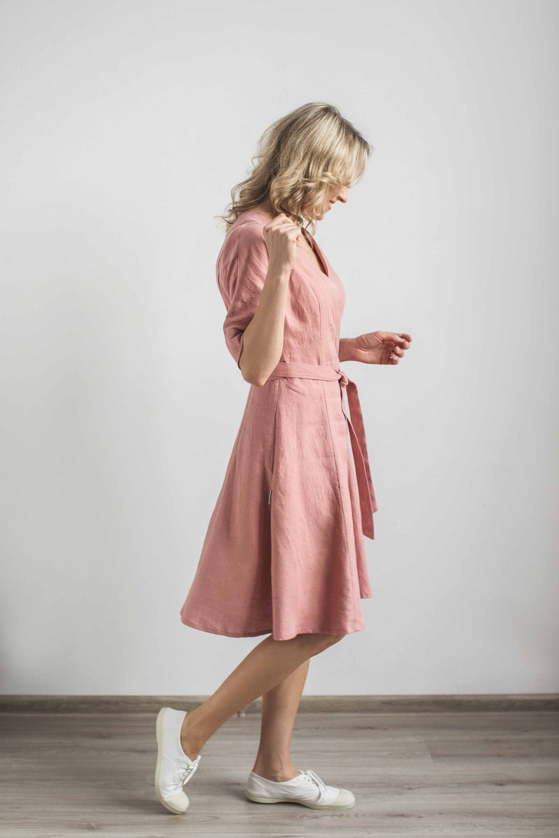 Linen wrap around dress. Handcrafted by ...